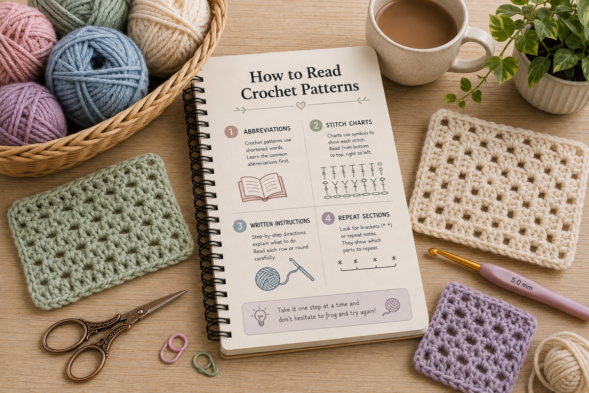 Carnet, laine et échantillons au crochet pour Comment redimensionner un patron de crochet ou de tricot avec l’échantillon